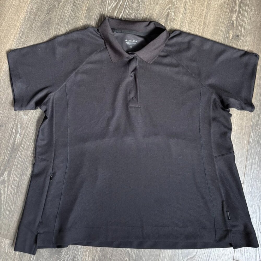 Athleta Women's Everyday Polo Tee 1X Black